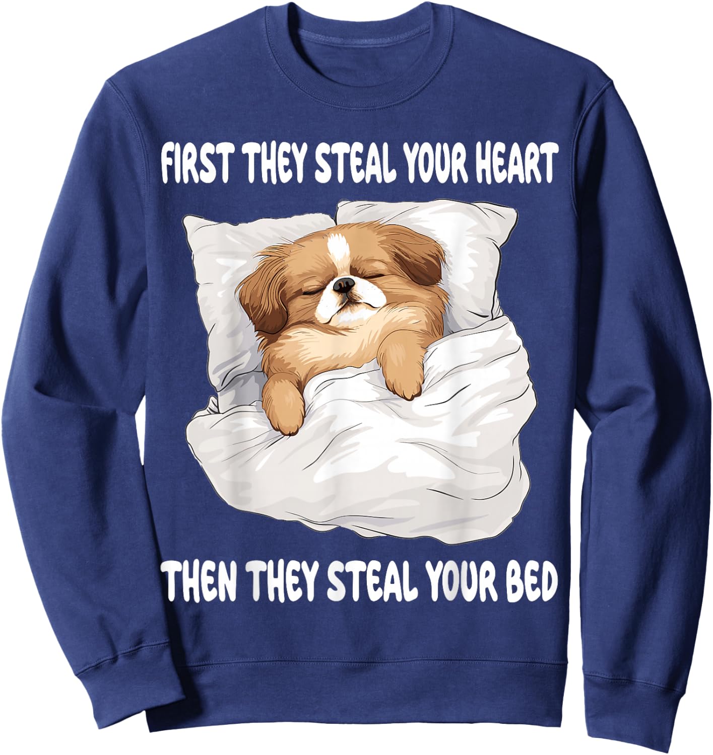 Pekingese Sleeping Pajamas Nightgown Sweatshirt - Sweatshirt | Navy