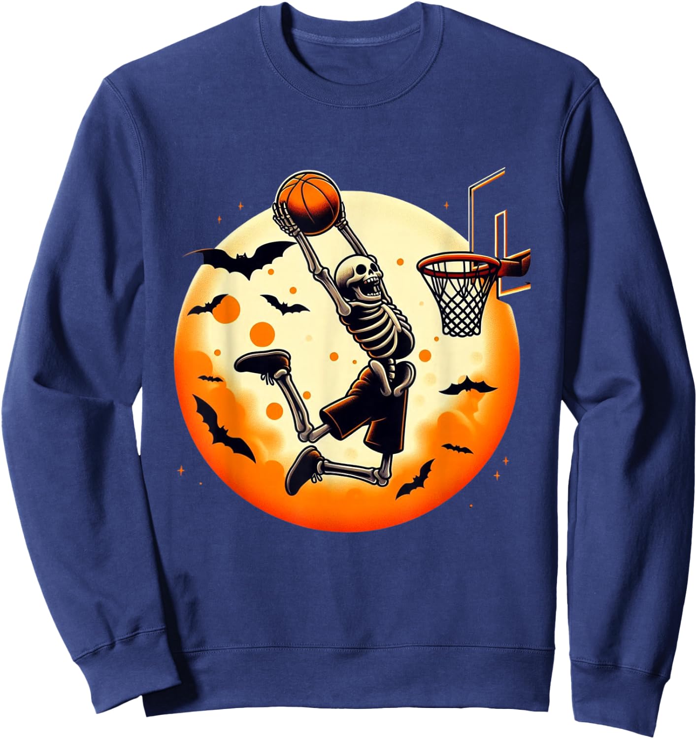 Basketball Skeleton Halloween Men Boys Basketball Halloween Sweatshirt - Sweatshirt | Navy