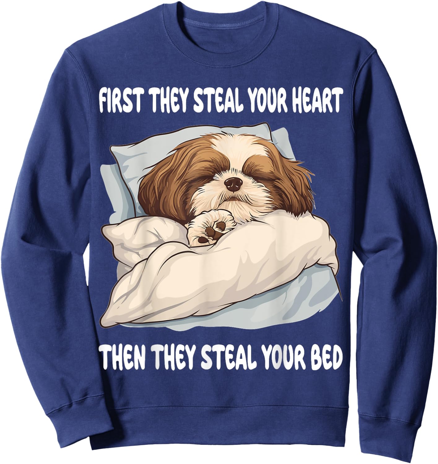 Shih Tzu Sleeping Pajamas Nightgown Sweatshirt - Sweatshirt | Navy