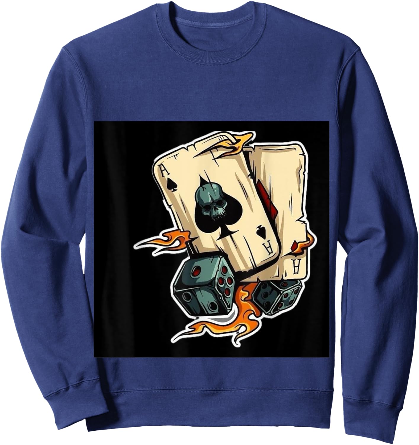 Funny and Bold Ace Playing Card Design Stylish Poker Night Sweatshirt - Sweatshirt | Navy