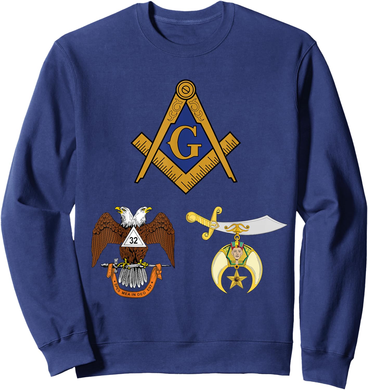Master Mason 32nd Degree Shrine AASR Noble Masonic WD Blue Sweatshirt - Sweatshirt | Navy