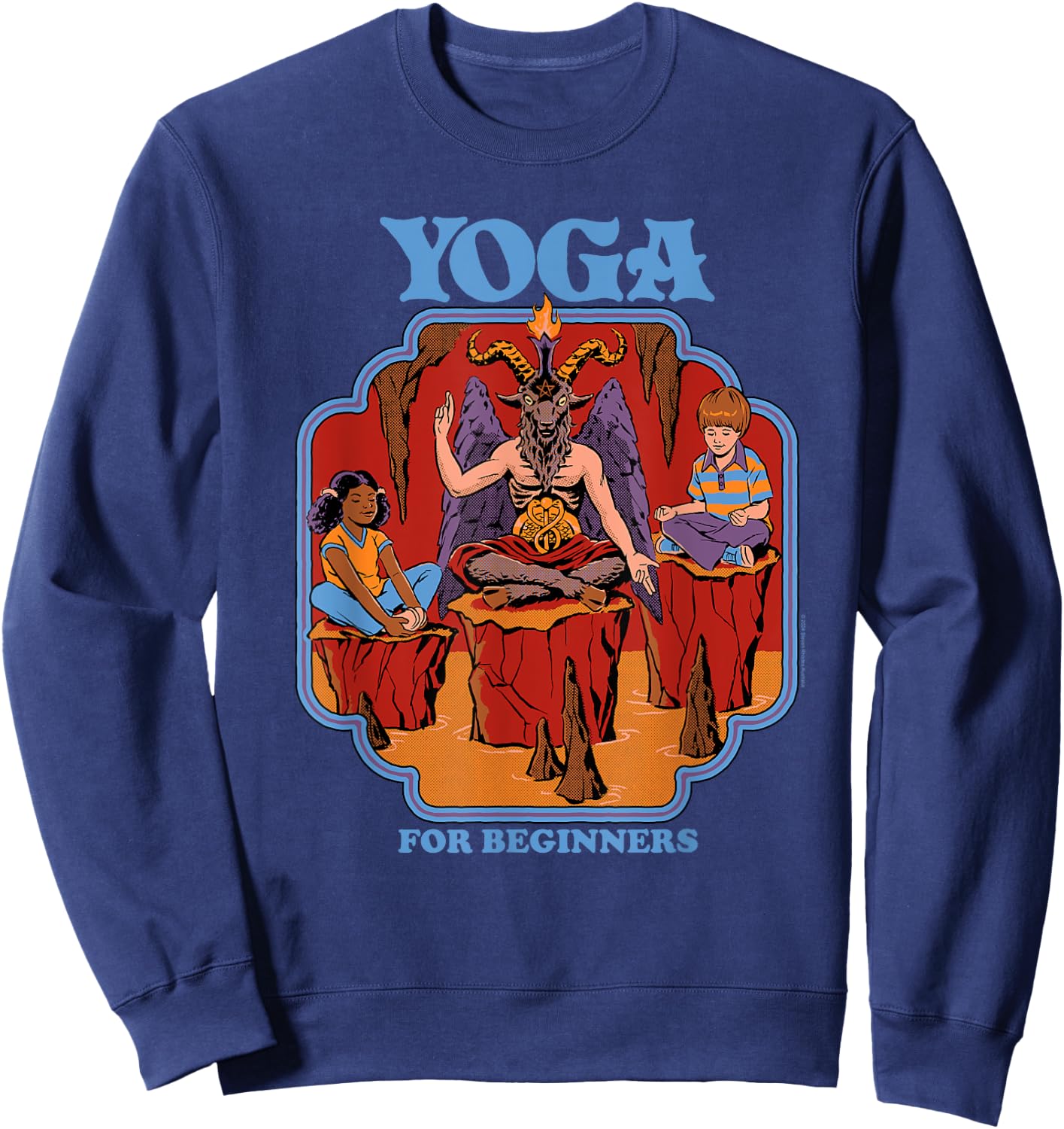 Steven Rhodes Yoga for Beginners Baphomet Demon Dark Humor Sweatshirt - Sweatshirt | Navy