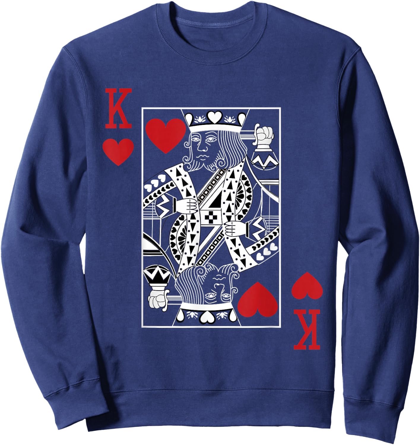 King of Hearts Playing Cards Casino Poker Magician Costume Sweatshirt - Sweatshirt | Navy