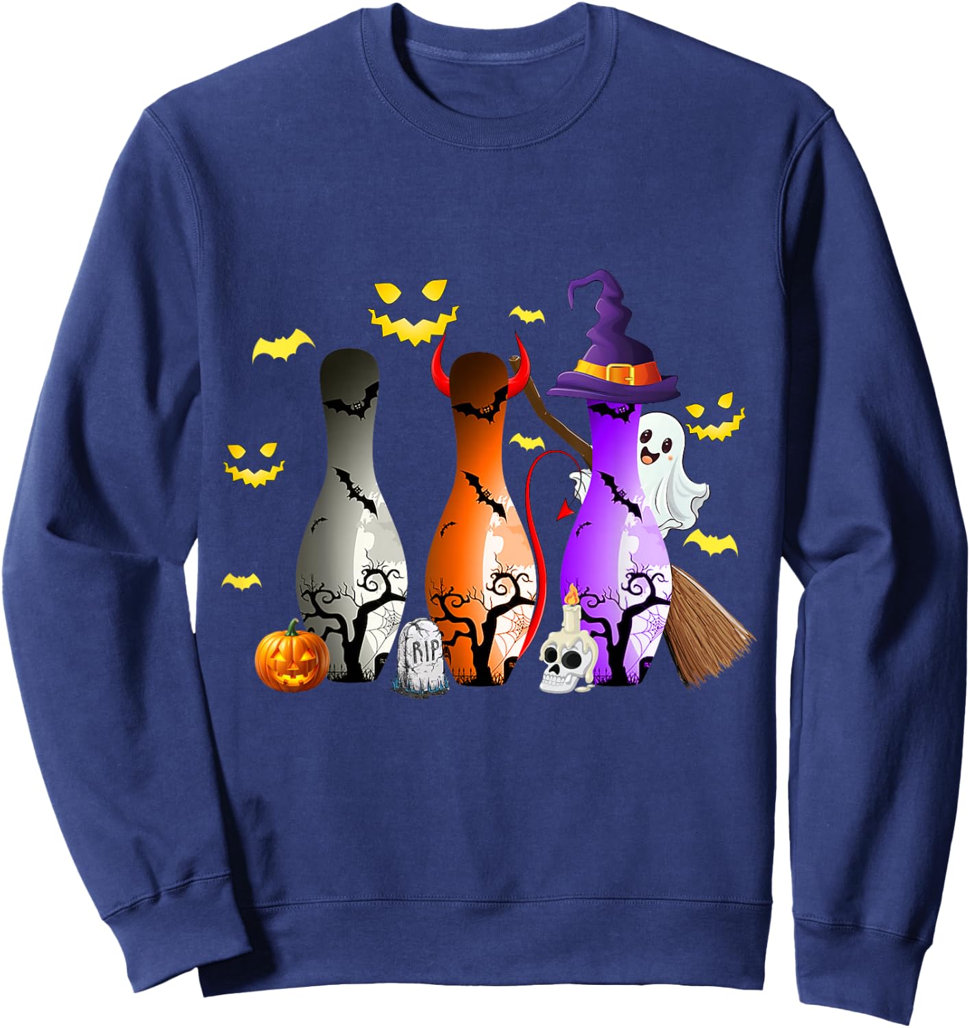 Cute Shirt Bowling Halloween Spooky Costume Sweatshirt - Sweatshirt | Navy