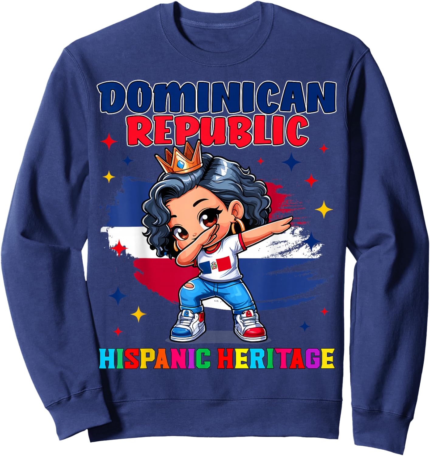 Dominican Republic Girl Hispanic Heritage Celebration kids Sweatshirt - Sweatshirt | Navy