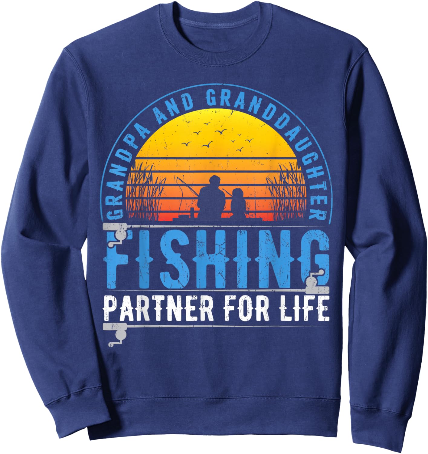 Grandpa And Granddaughter Fishing Buddies For Life Vintage Sweatshirt - Sweatshirt | Navy