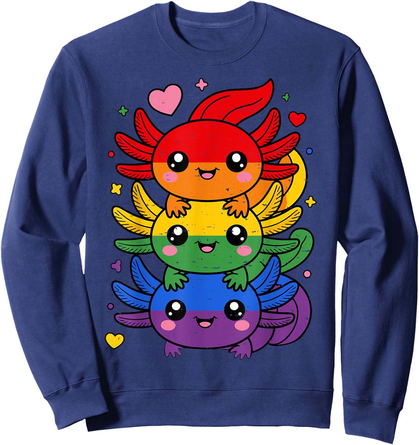 LGBT Axolotl Pile Rainbow Flag LGBTQ Gay Pride Month Sweatshirt - Sweatshirt | Navy
