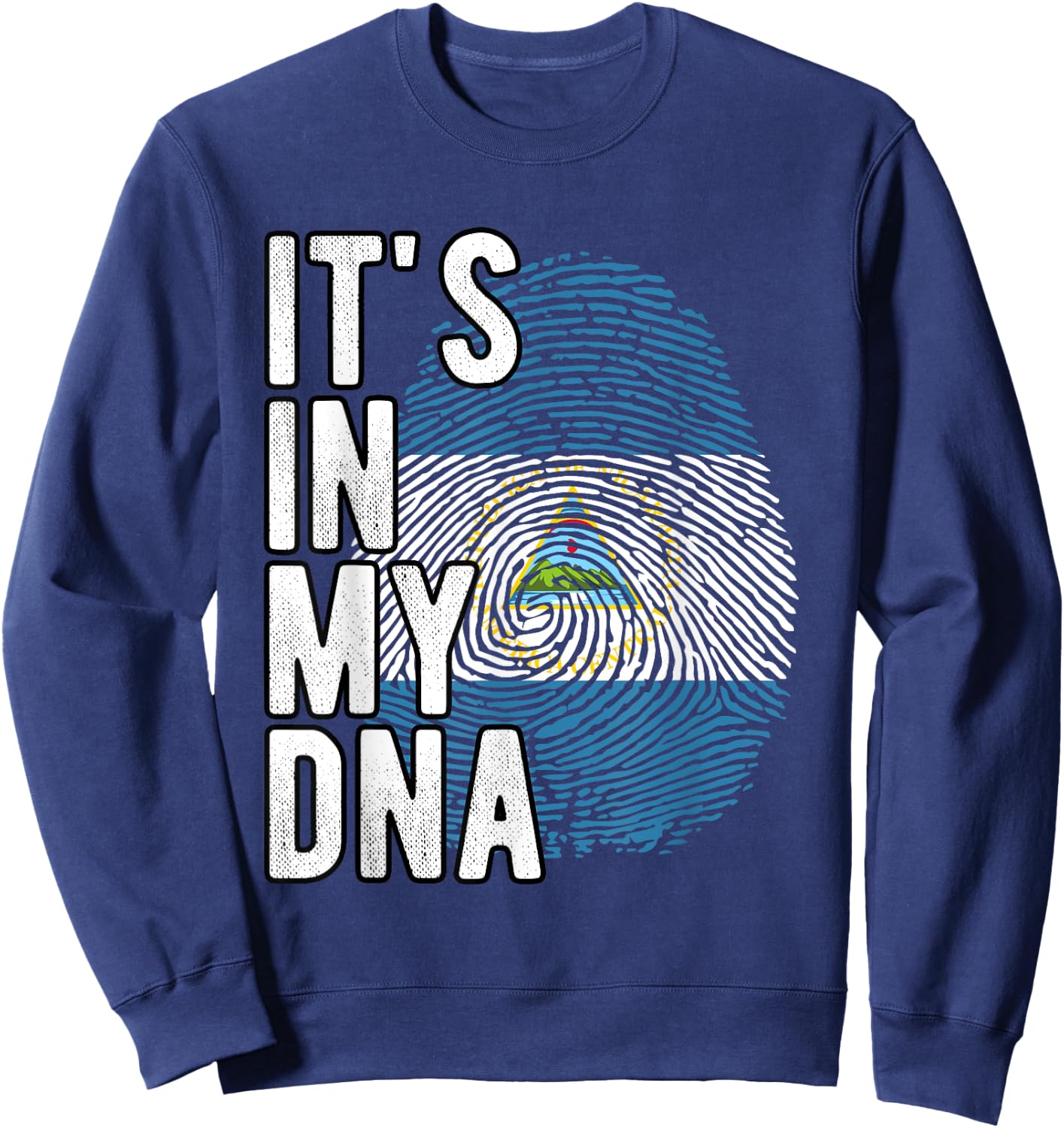Funny it's in my DNA Nicaragua flag Fingerprint Sweatshirt - Sweatshirt | Navy