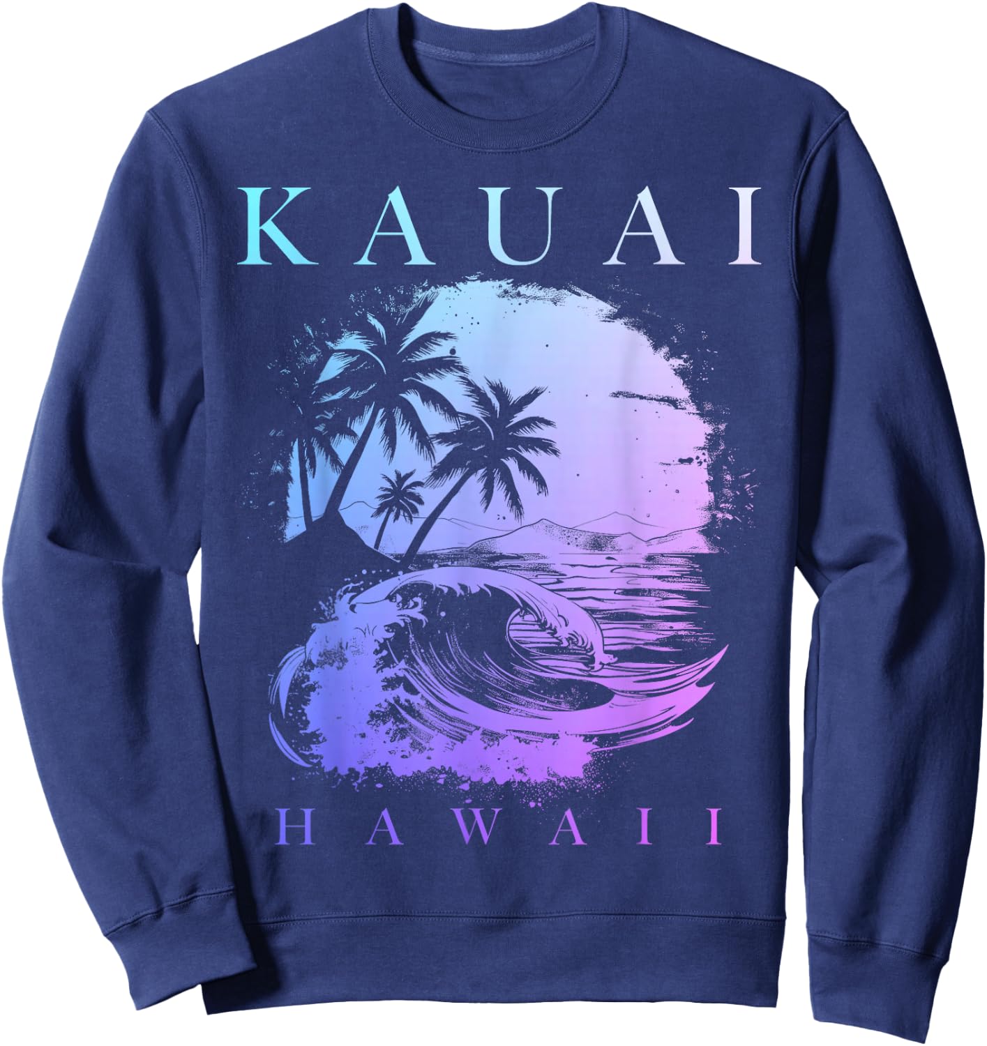 Kauai Hawaii Aloha Hawaiian Surf Surfer Vintage Sweatshirt - Sweatshirt | Navy