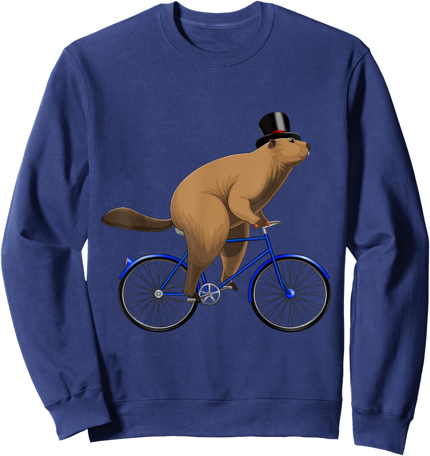 Happy Ground Hog Day Riding A Bike Bicycle Hat Sweatshirt - Sweatshirt | Navy
