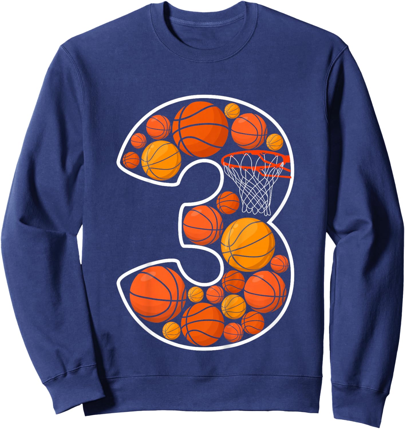 Kids 3rd Birthday Basketball Boy Third Birthday 3 Years Old Sweatshirt - Sweatshirt | Navy