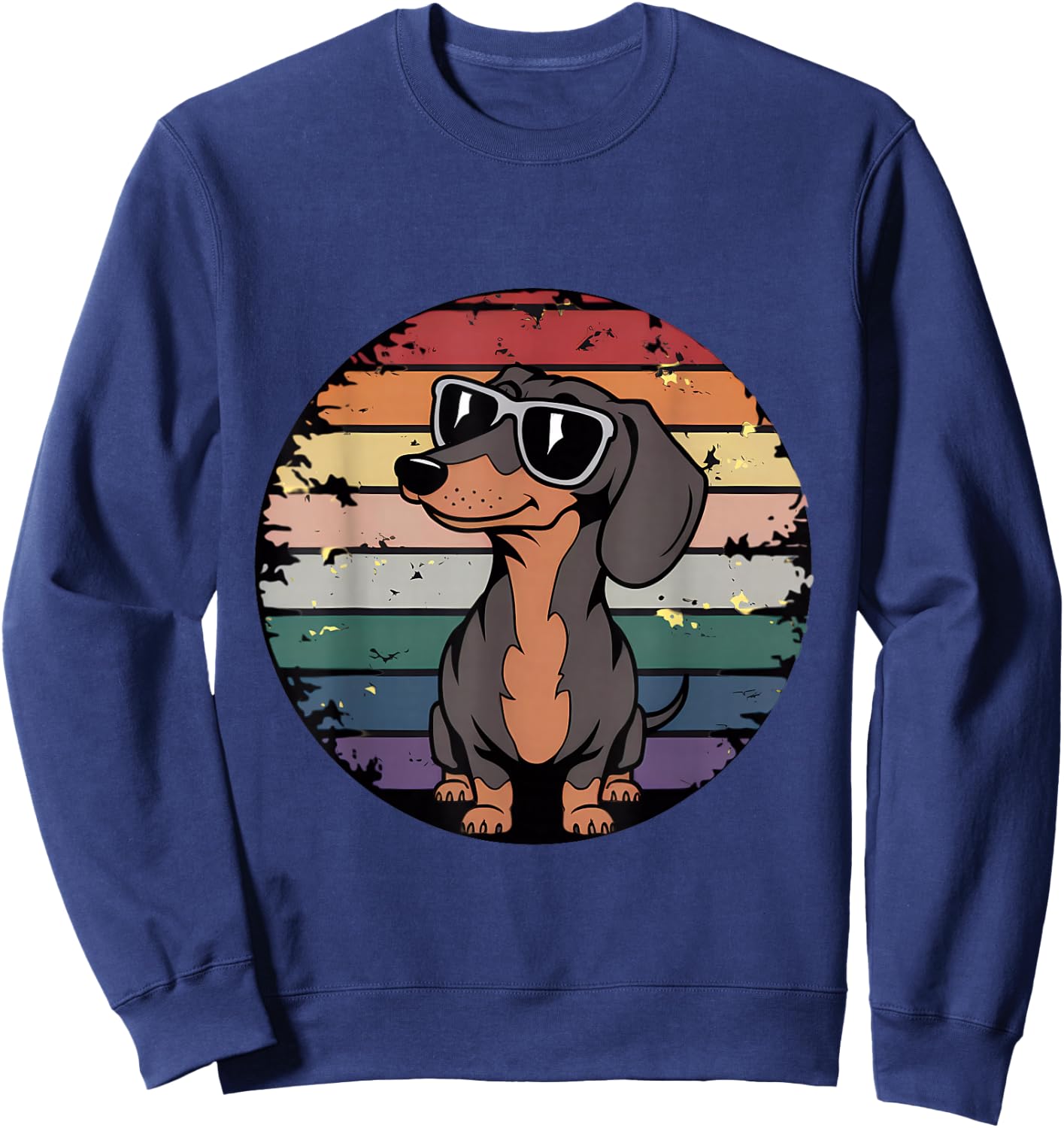 Retro Dachshund Sunset Sweatshirt - Sweatshirt | Navy