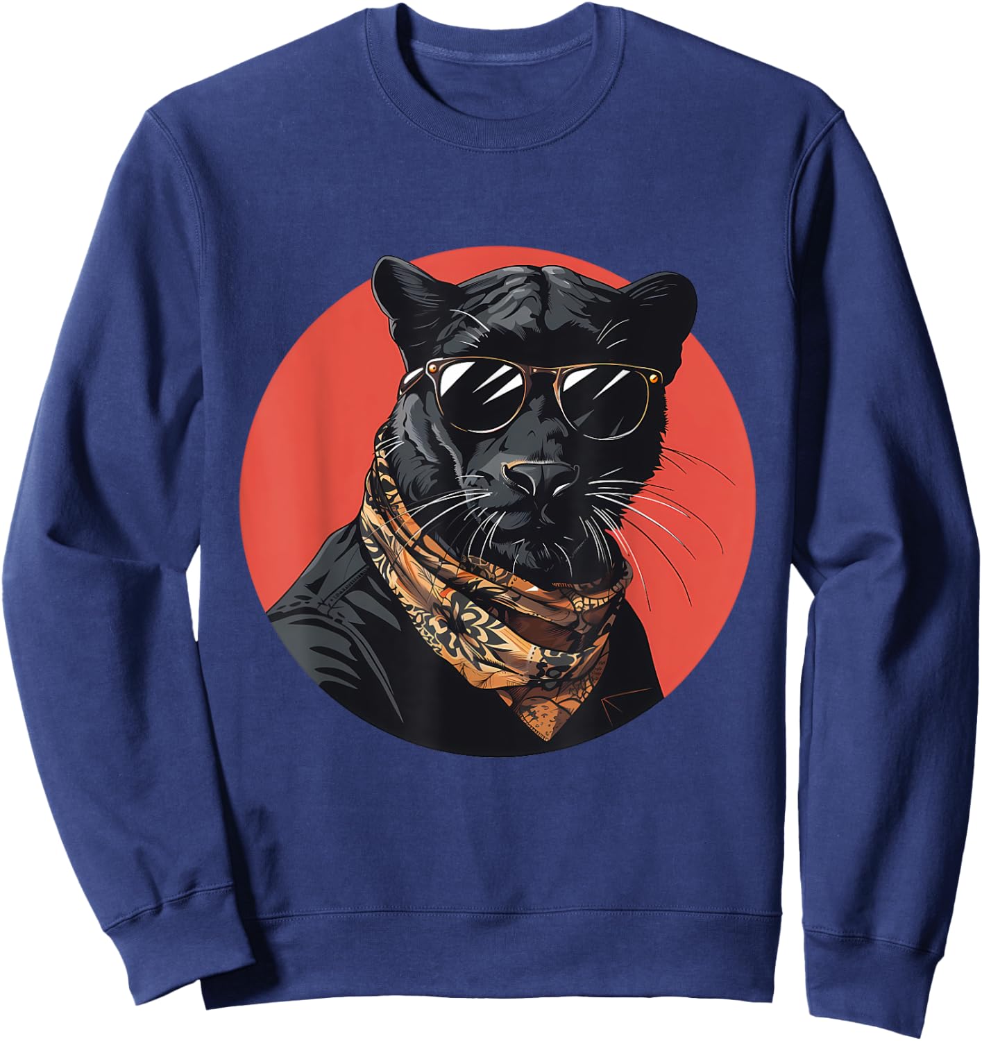 Panther Animal Lovers Artwork Portrait Nature Sunglasses Sweatshirt - Sweatshirt | Navy