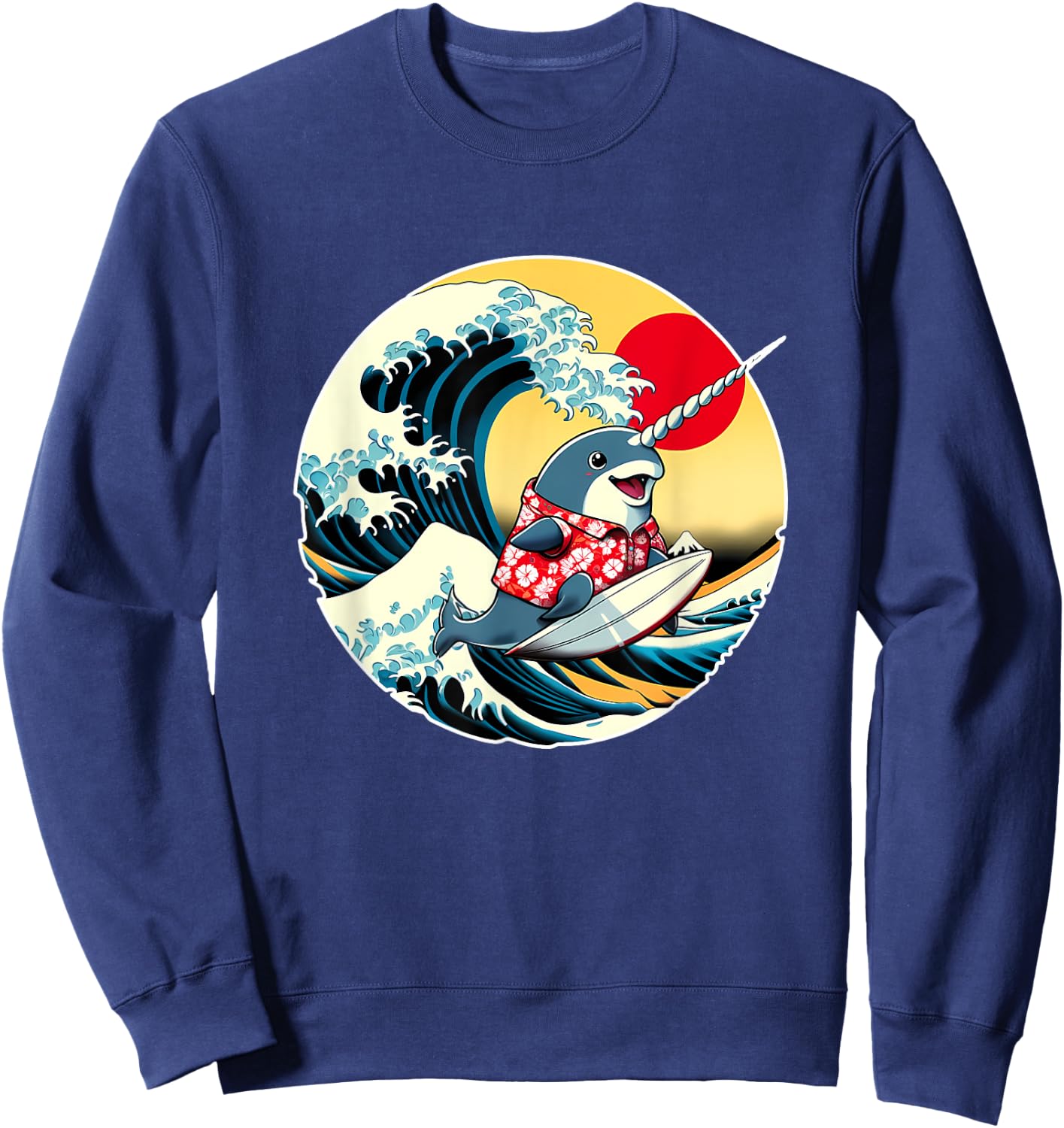 Great Wave Kanagawa Narwhal Surfing Sweatshirt - Sweatshirt | Navy