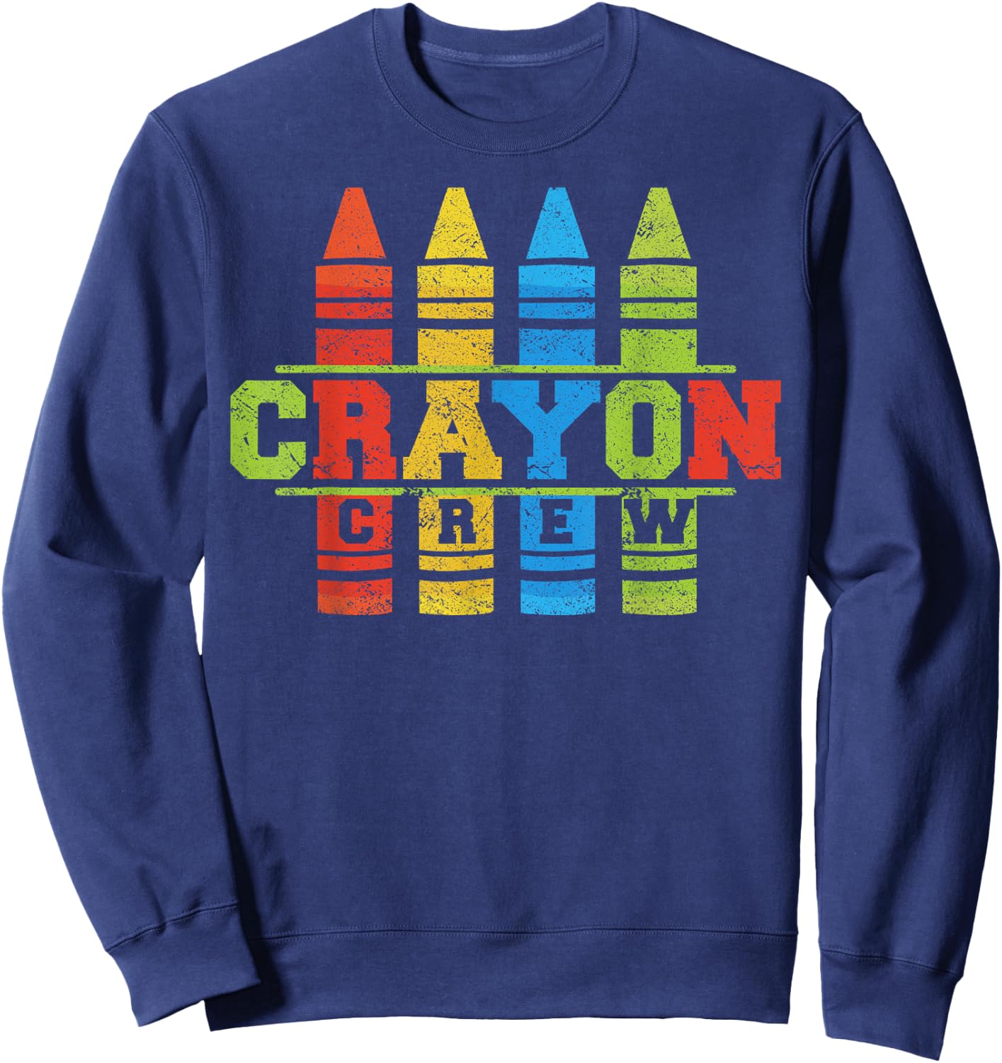Cray Colors Child Art - Funny Crayon Crew Small Sweatshirt - Sweatshirt | Navy