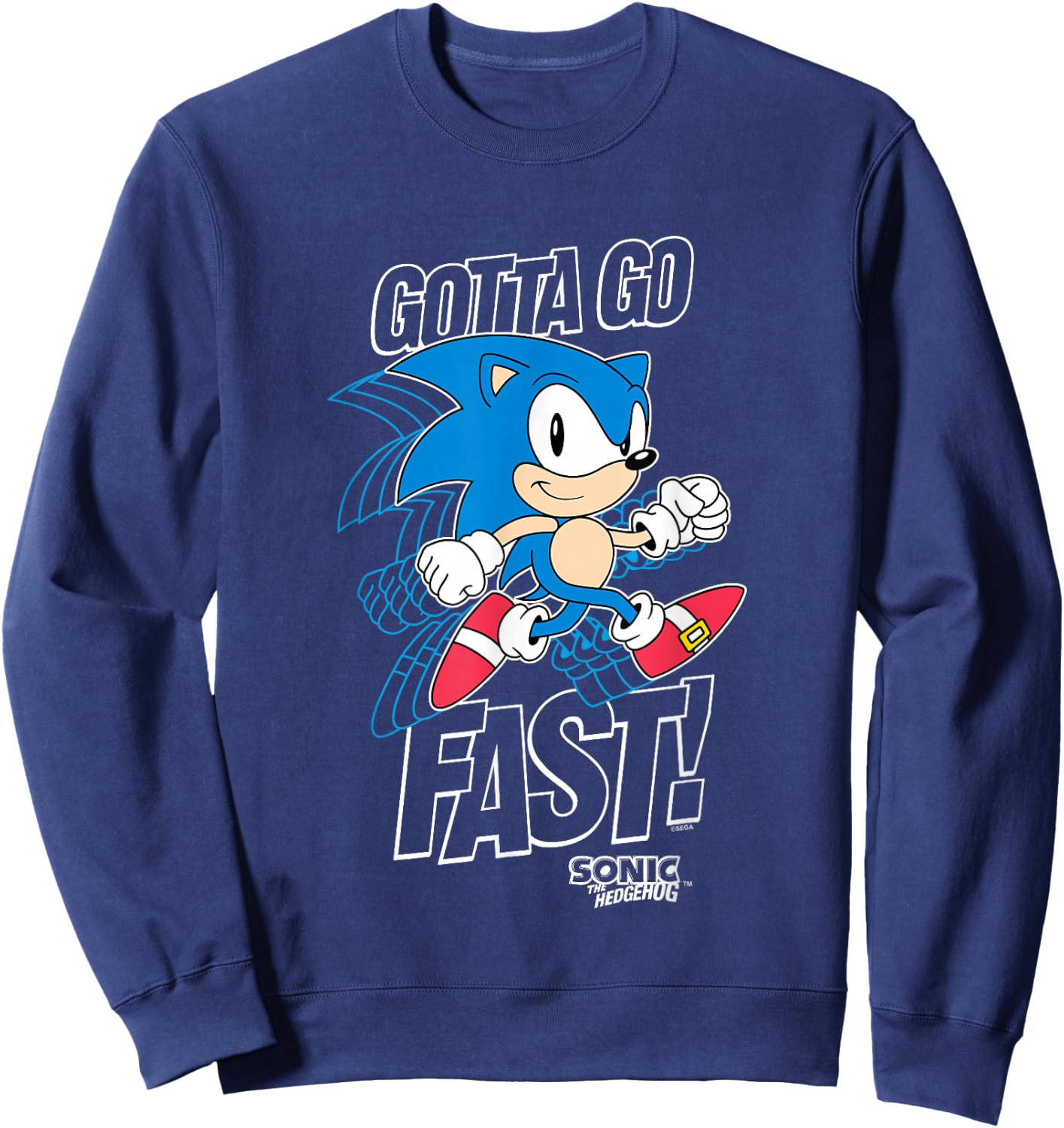 Sonic The Hedgehog Gotta Go Fast! Classic Sonic Retro Shot Sweatshirt - Sweatshirt | Navy