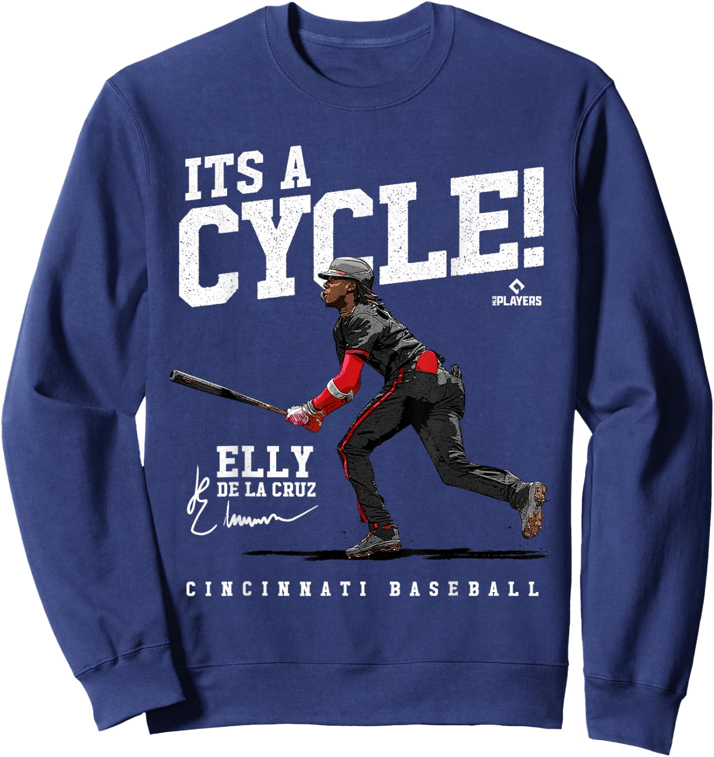 It's a Cycle! Elly De La Cruz Cincinnati MLBPA Sweatshirt - Sweatshirt | Navy
