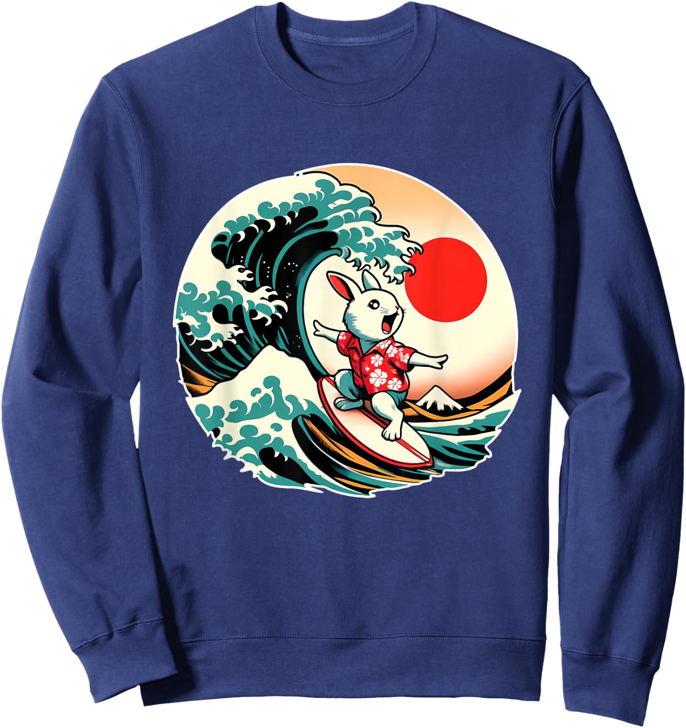 Great Wave Kanagawa Rabbit Surfing Sweatshirt - Sweatshirt | Navy