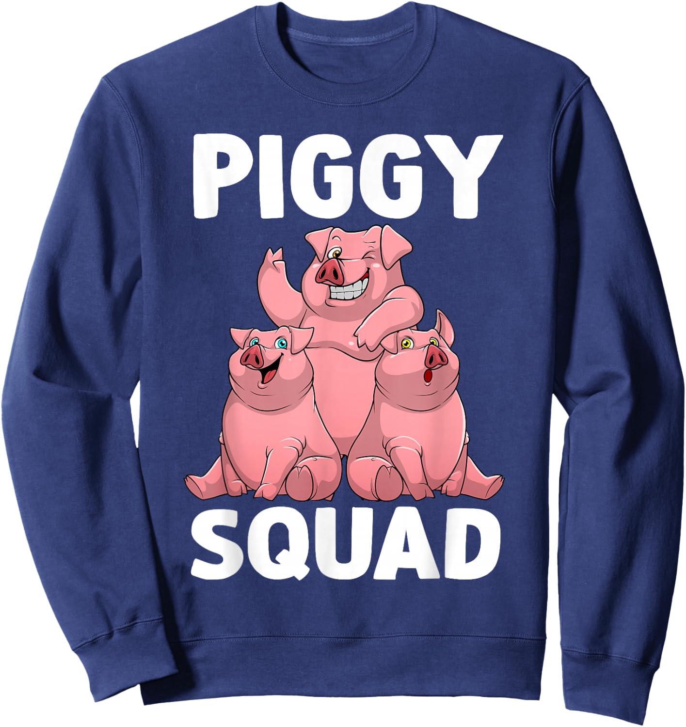 Funny Pig Lover Art Women Kids Piggy Squad Swine Pig Sweatshirt - Sweatshirt | Navy