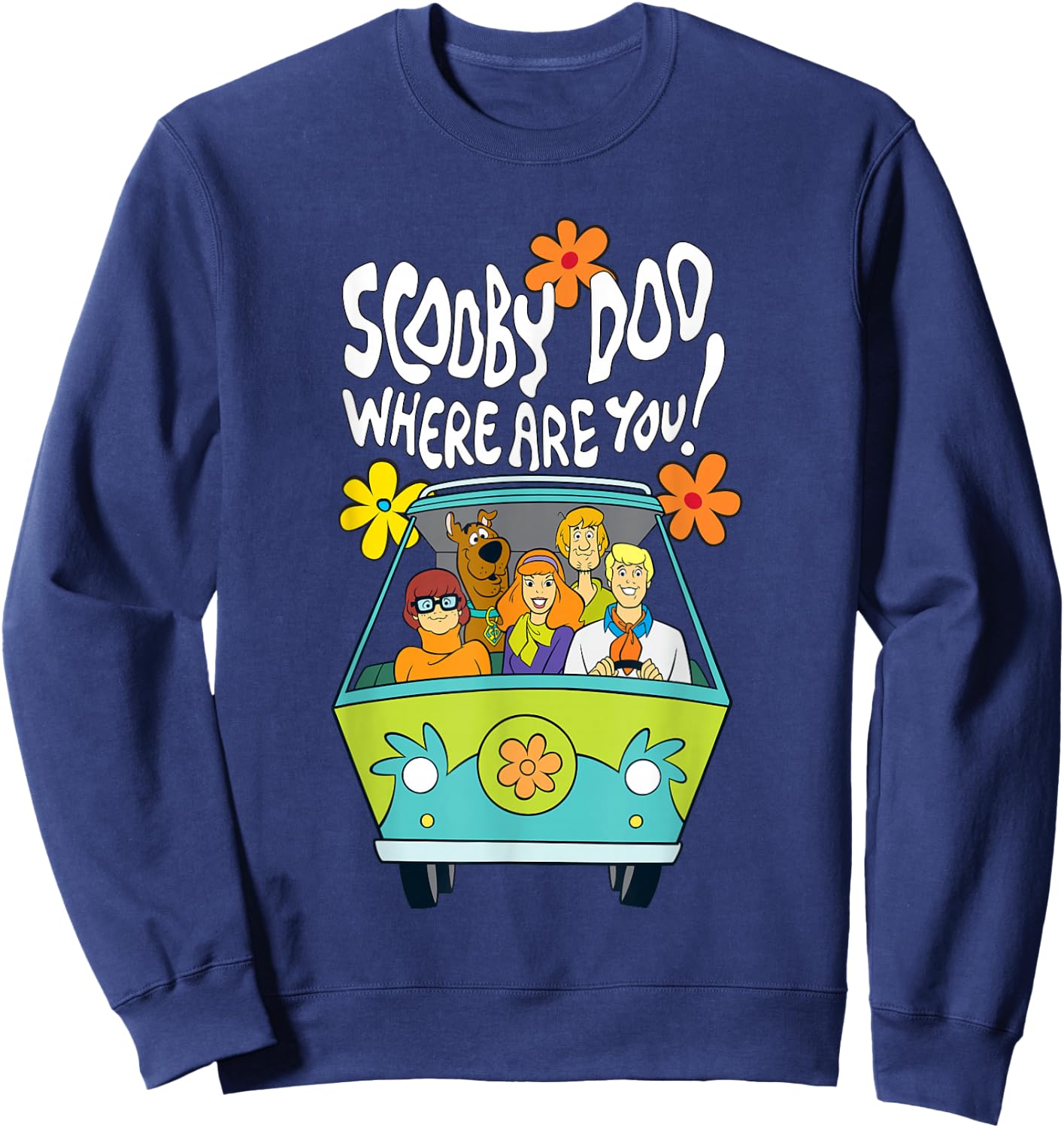 Scooby-Doo Vintage The Mystery Machine Floral Where Are You! Sweatshirt - Sweatshirt | Navy