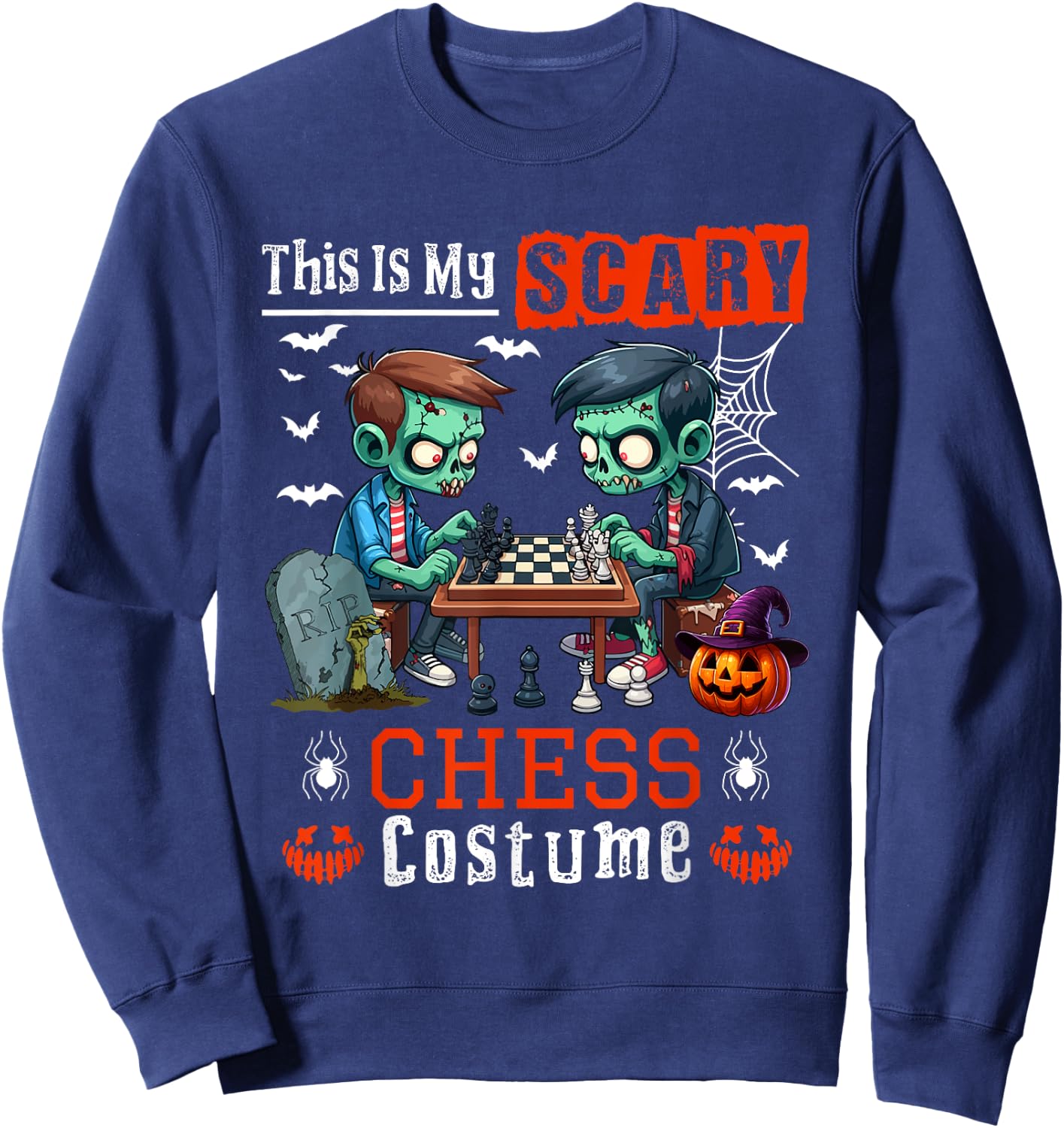 My Scary Chess Costume Horror Halloween Player Kids Sweatshirt - Sweatshirt | Navy