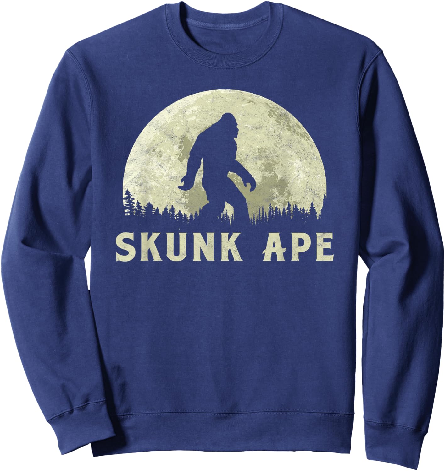 Skunk Ape! Bigfoot Moon Silhouette Retro - Believe! Sweatshirt - Sweatshirt | Navy