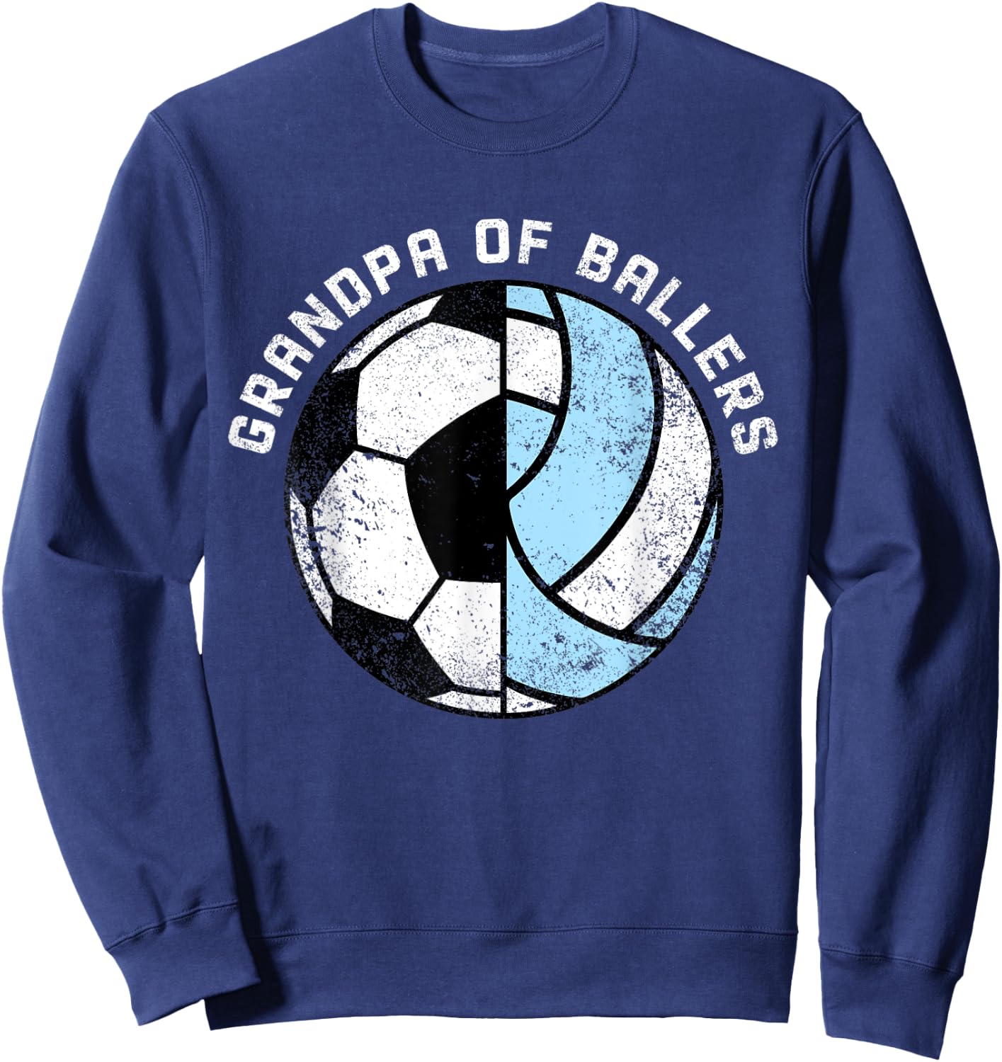 Grandpa Of Ballers Funny Soccer Volleyball Grandpa Sweatshirt - Sweatshirt | Navy