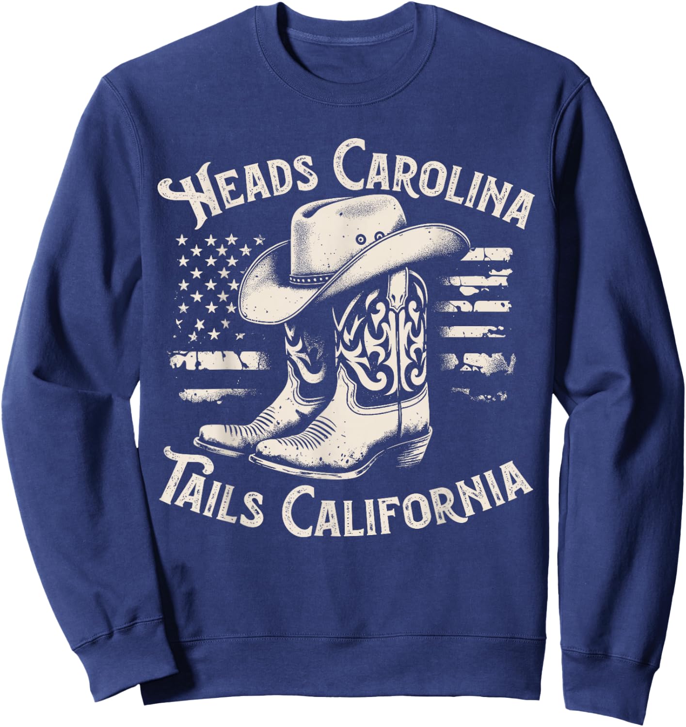 Heads Carolina Tail California Retro Vintage Country Sweatshirt - Sweatshirt | Navy