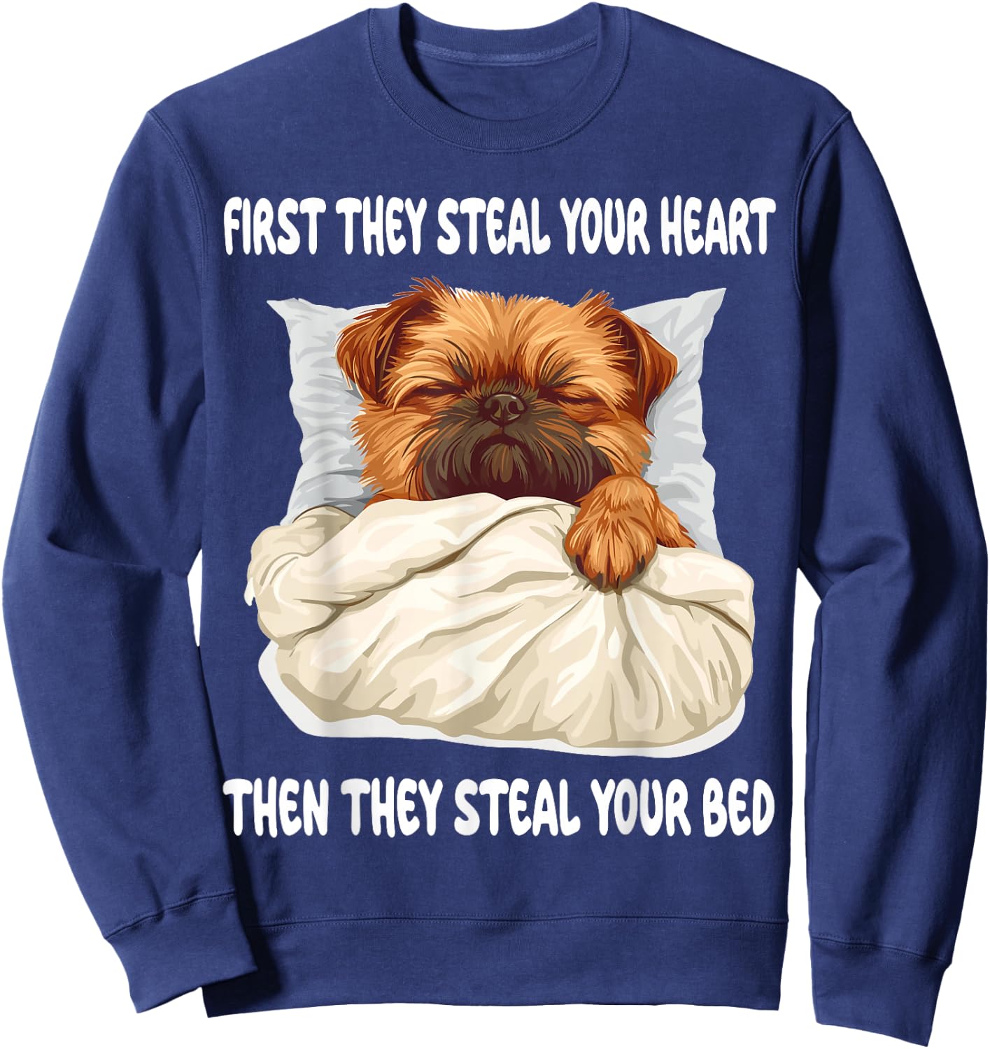 Brussels Griffon Sleeping Pajamas Nightgown Sweatshirt - Sweatshirt | Navy