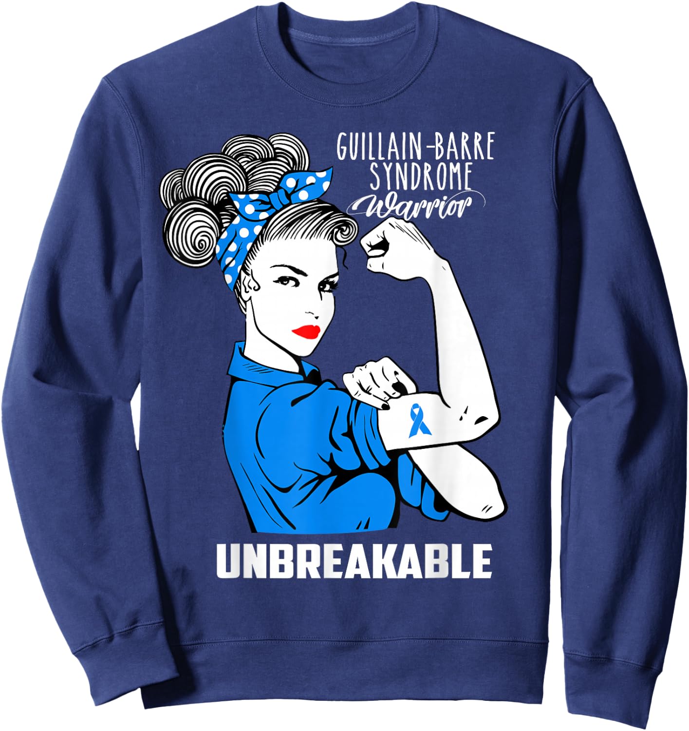 Guillain-Barre Syndrome Warrior Unbreakable Shirt Awareness Sweatshirt - Sweatshirt | Navy