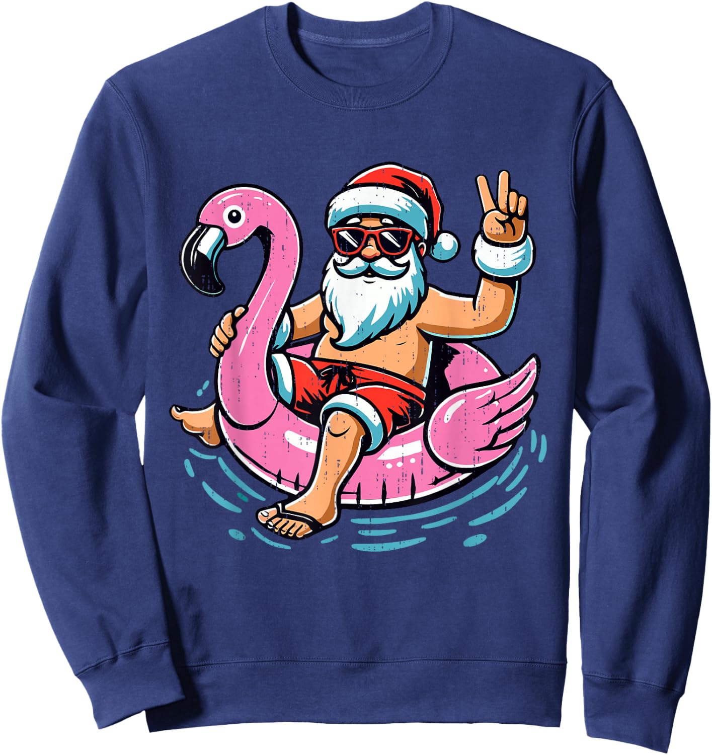 Christmas in July Shirt Boys Kids Santa Flamingo Summer Xmas Sweatshirt - Sweatshirt | Navy