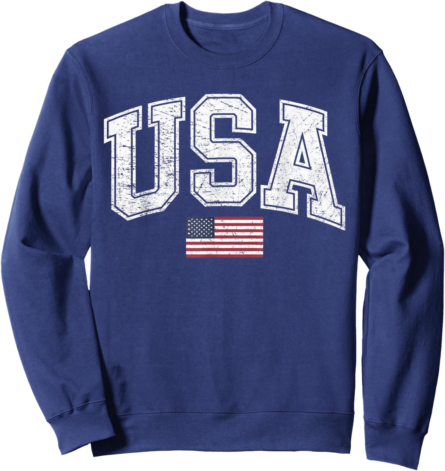 Vintage USA American Flag Women Men Kids Patriotic US Flag Sweatshirt - Sweatshirt | Navy