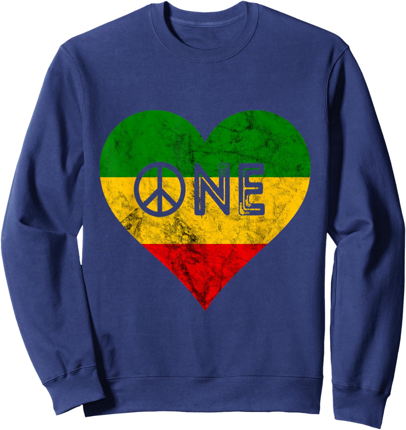 Reggae Heart One Pride Love Rasta Reggae Music Rastafarian Sweatshirt - Sweatshirt | Navy