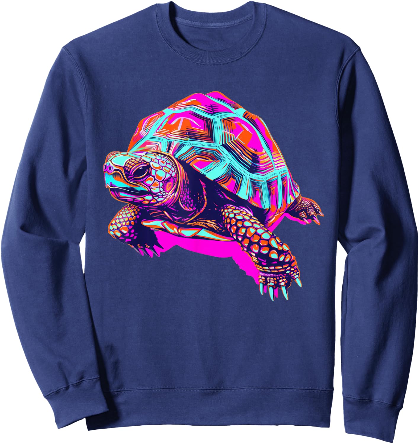 Eastern Box Turtle Synthwave Sweatshirt - Sweatshirt | Navy