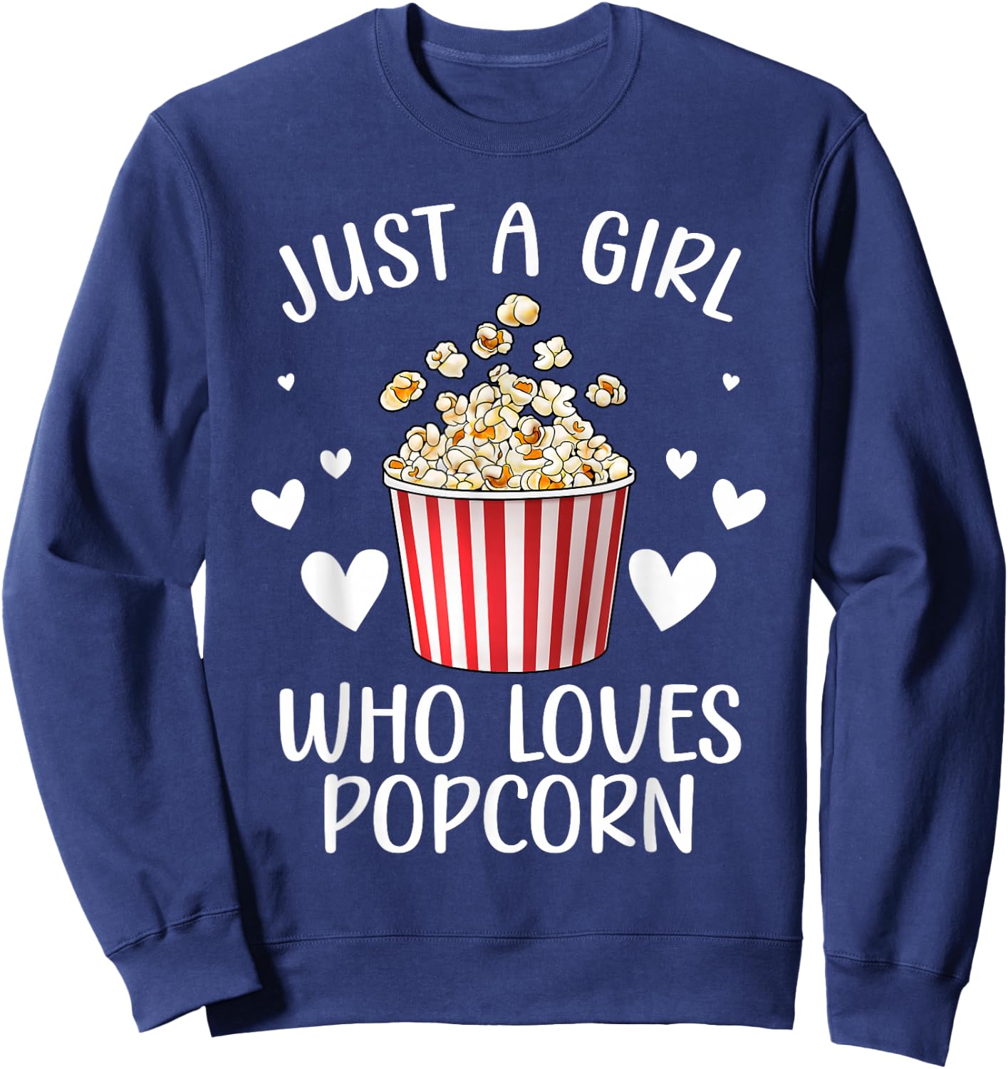 Funny Popcorn Art Girls Women Kids Popcorn Corn Kernel Lover Sweatshirt - Sweatshirt | Navy