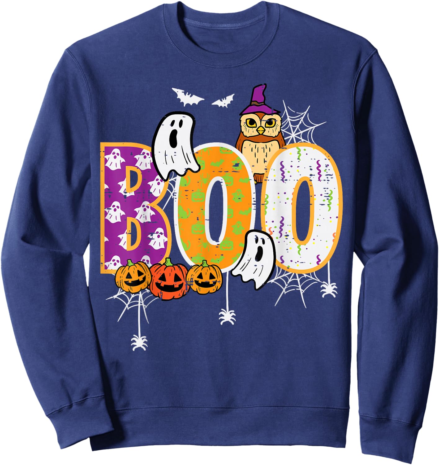 Halloween Boo Owl Cute Costume Boys Girls Kids Women Men Sweatshirt - Sweatshirt | Navy
