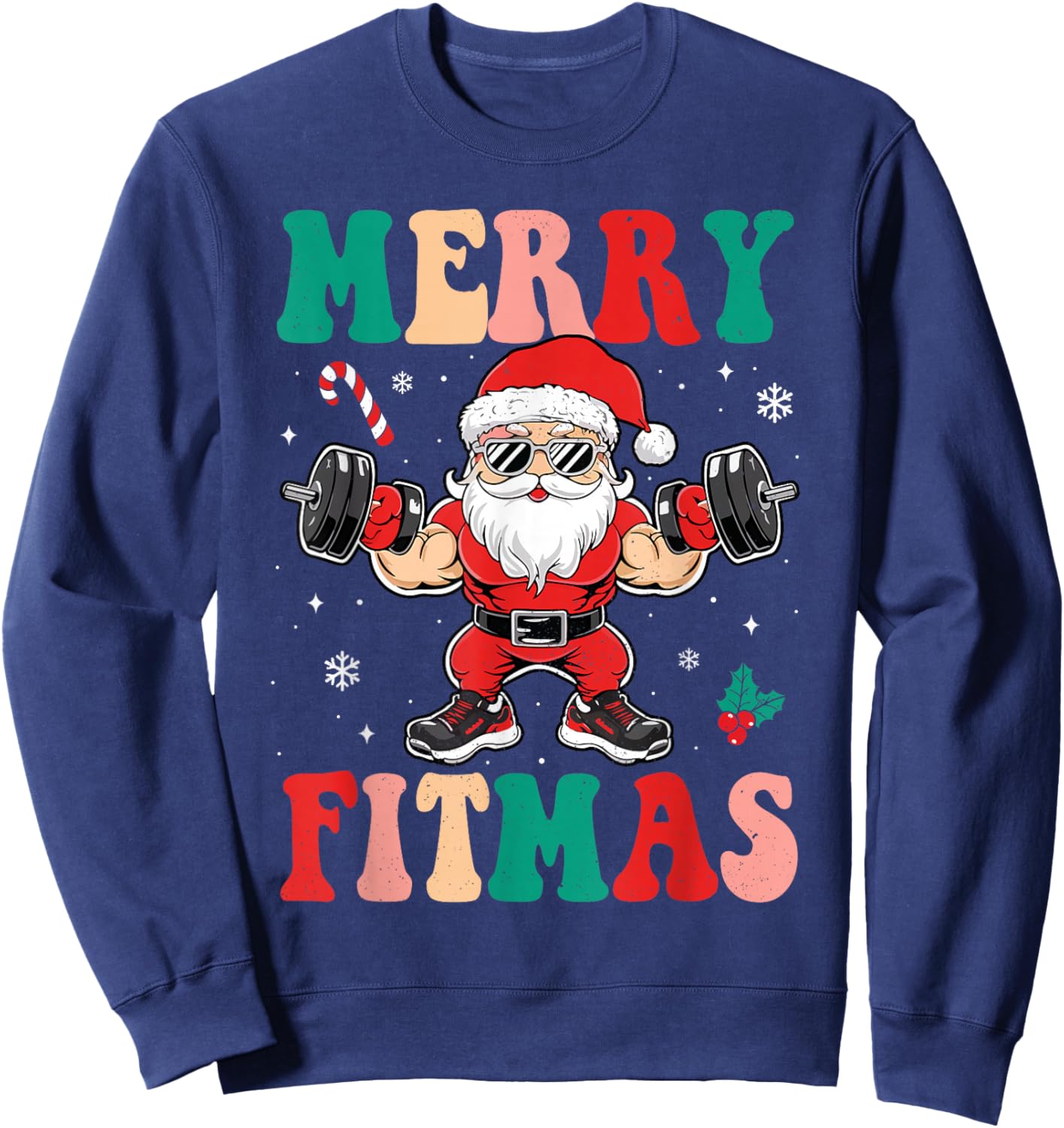Christmas Santa Xmas Fitness Merry Fitmas Men Women Sweatshirt - Sweatshirt | Navy