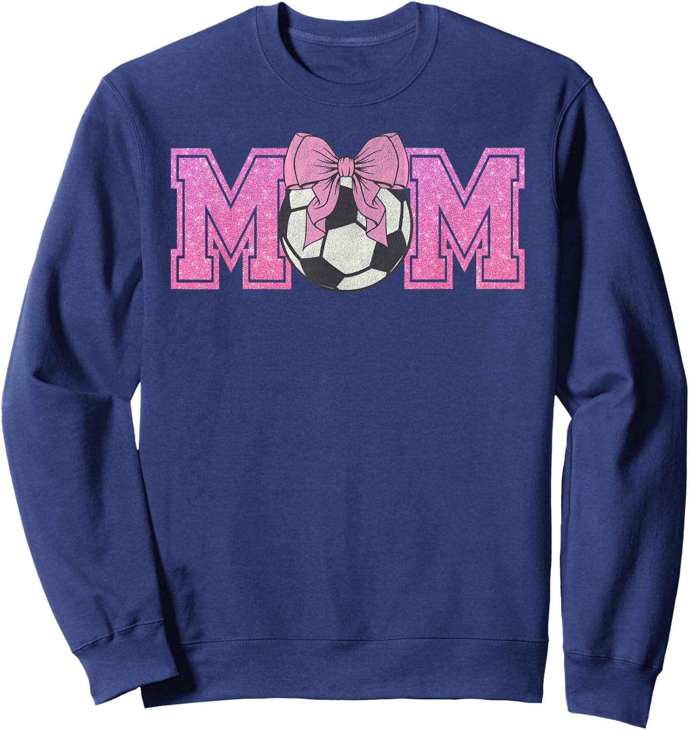 Soccer Mom Coquette Pink Bow Mothers Day Football Mama Sweatshirt - Sweatshirt | Navy
