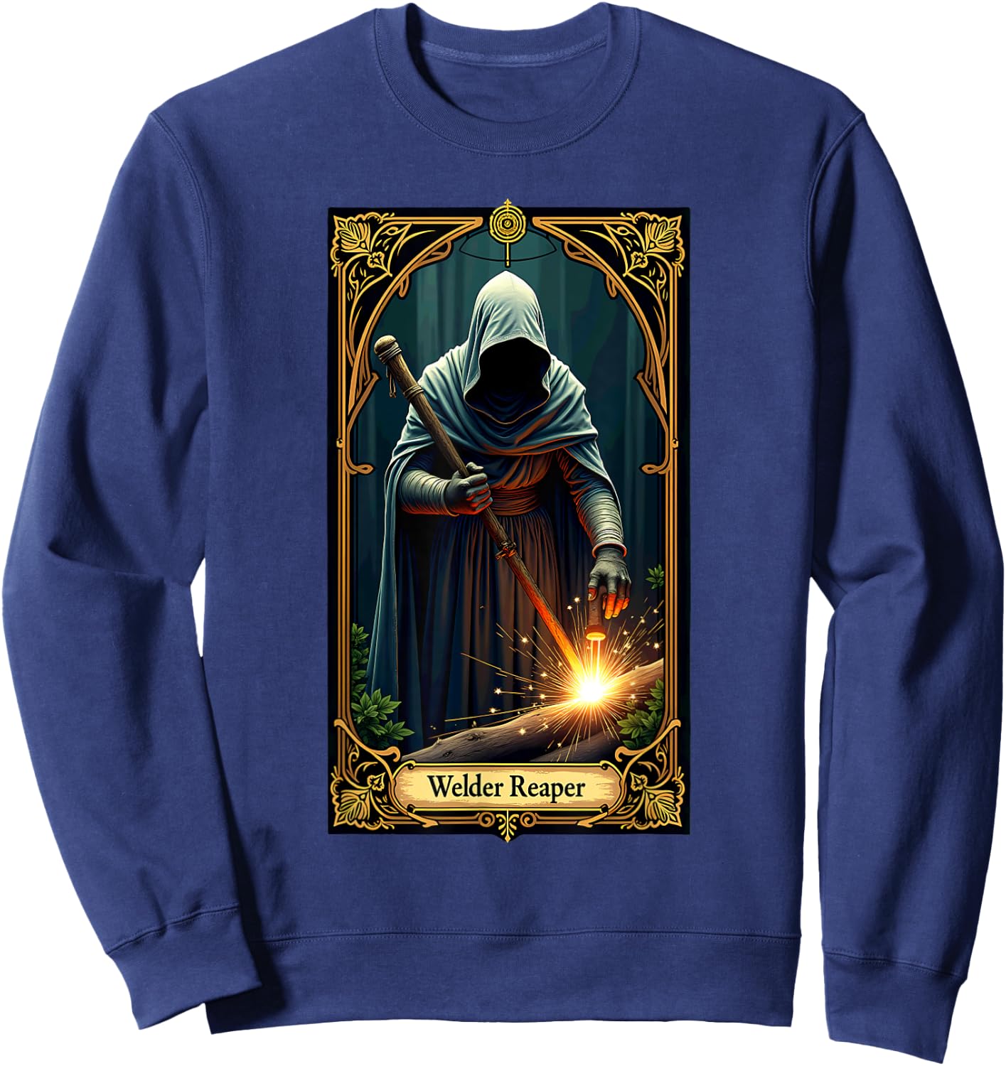 Halloween Tarot Card Skeleton Welding Welder Reaper Sweatshirt - Sweatshirt | Navy