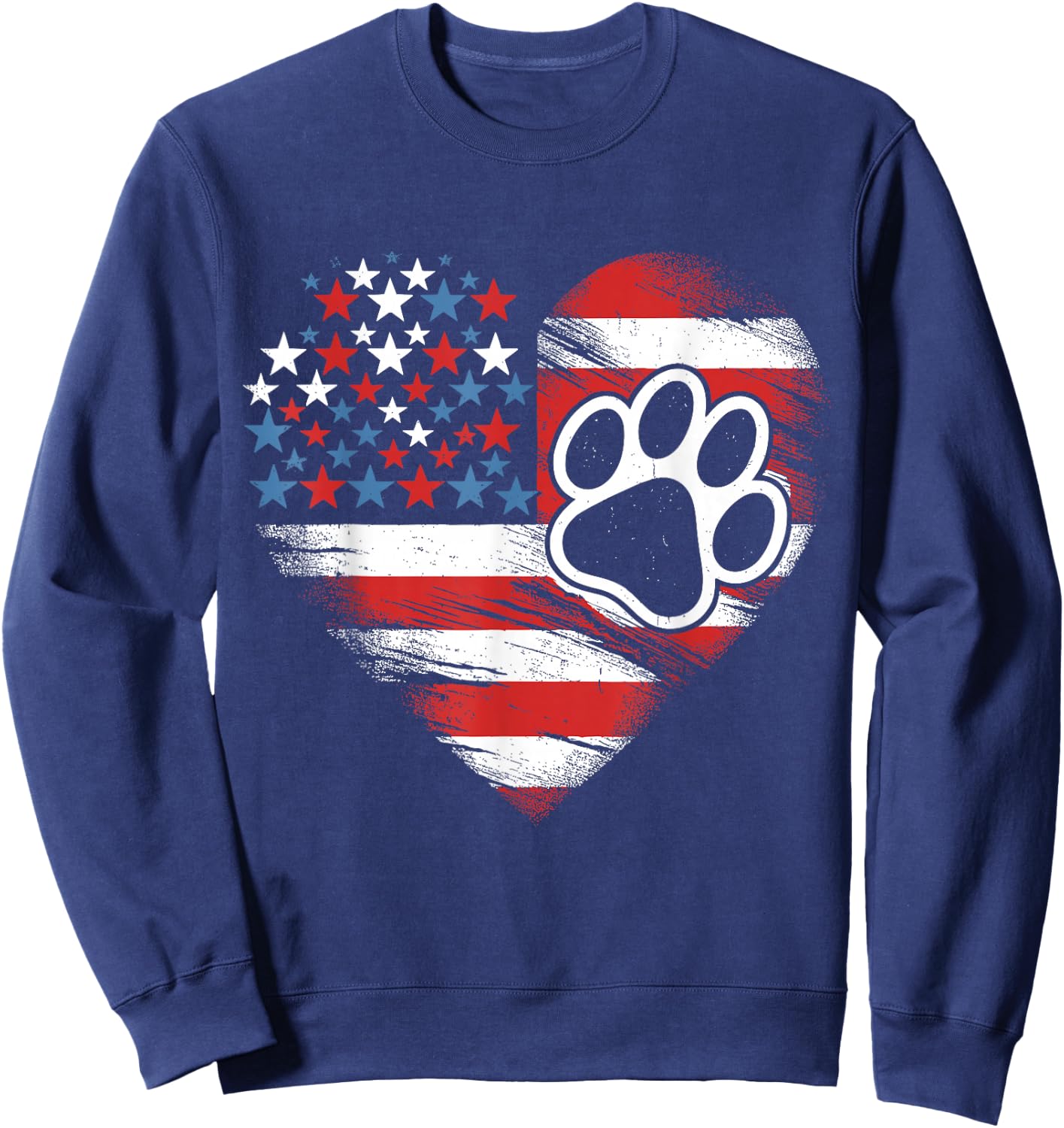 American Flag Dog and Cat Paw Patriotic 4th of July Sweatshirt - Sweatshirt | Navy