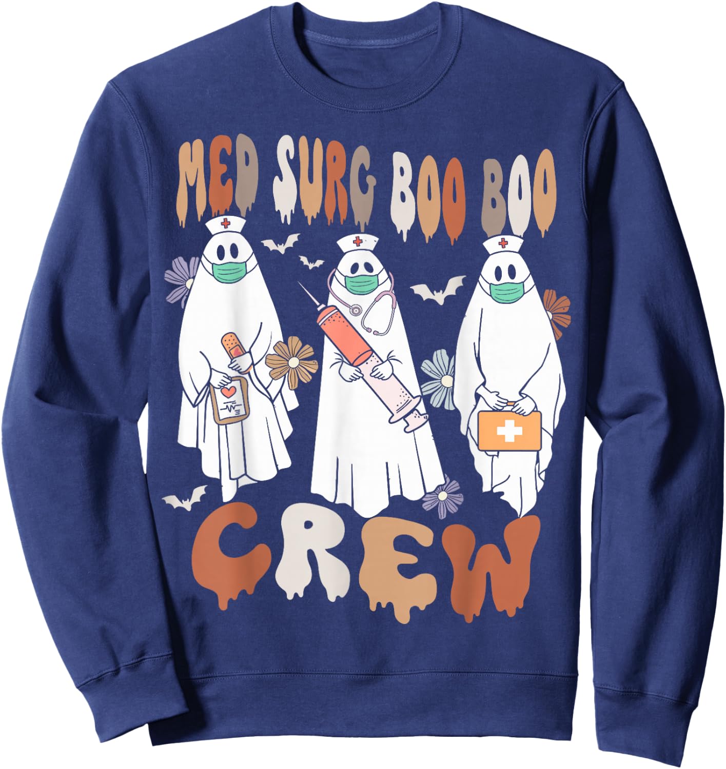 Med Surg Boo Crew Ghost Nurse Halloween Women Sweatshirt - Sweatshirt | Navy
