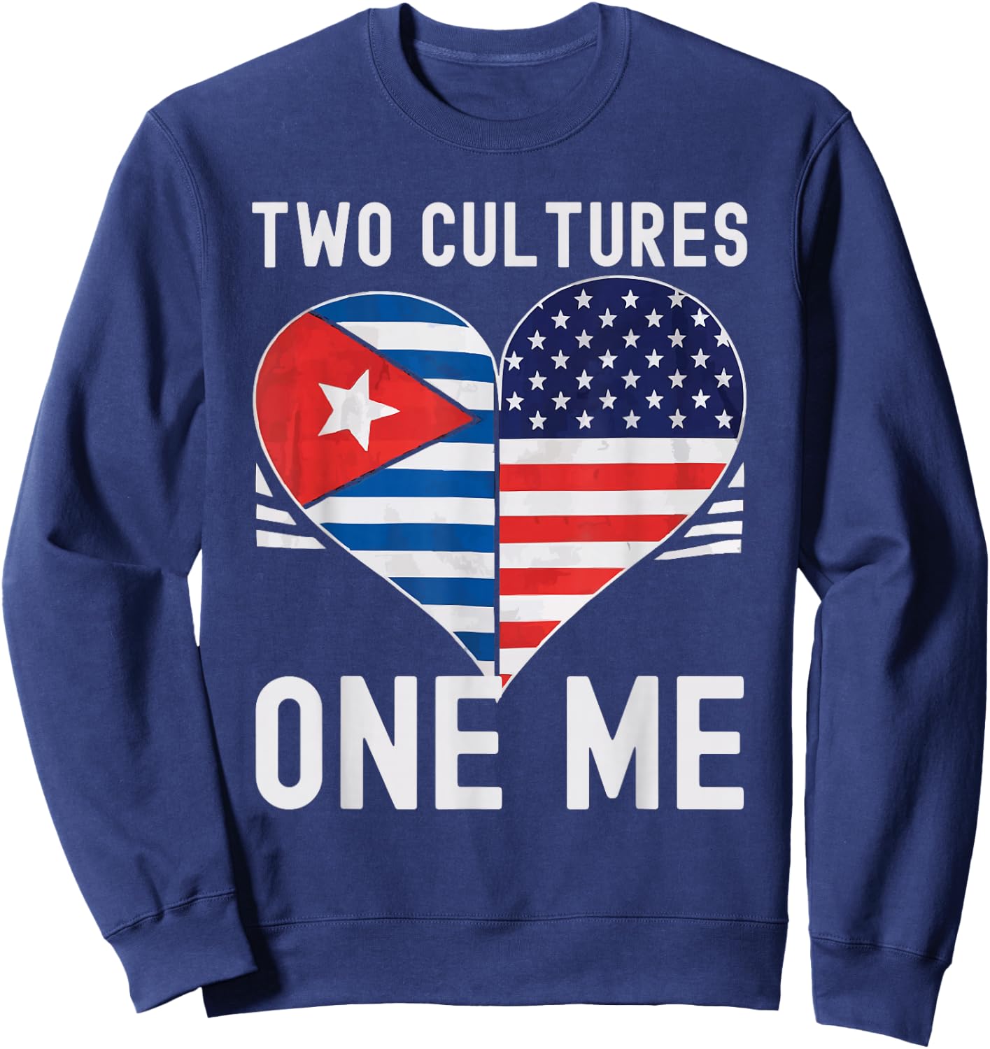 Half Cuban Half American USA Flag Cuba America Sweatshirt - Sweatshirt | Navy