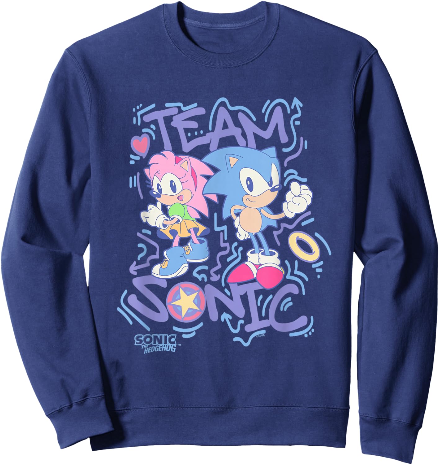 Sonic The Hedgehog Team Sonic Amy Rose Vintage Sweatshirt - Sweatshirt | Navy