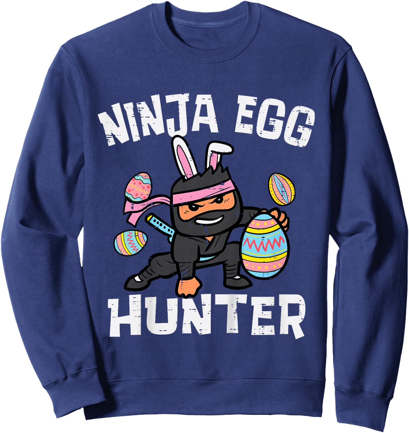 Kids Easter Ninja Bunny Egg Hunter Funny Boys Kids Toddler Youth Sweatshirt - Sweatshirt | Navy