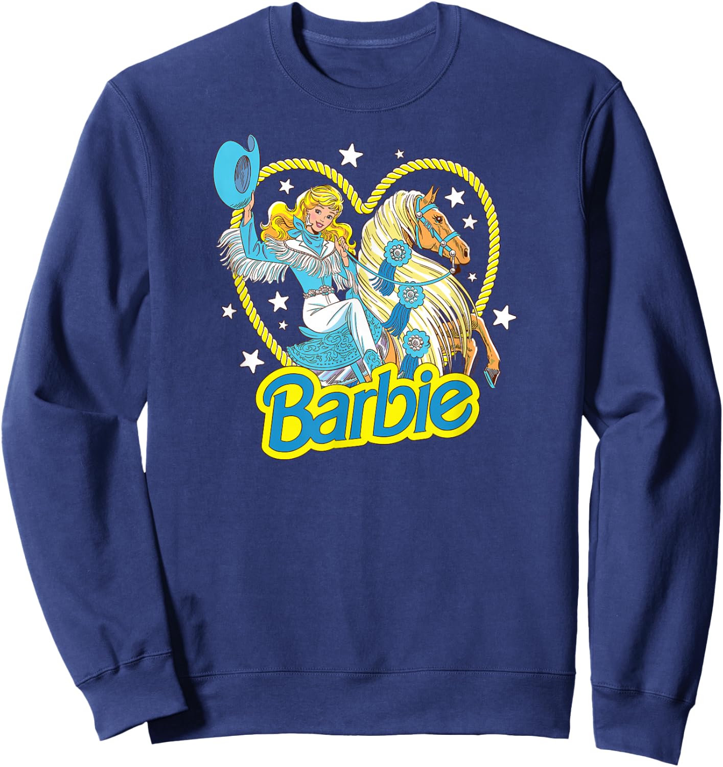 Barbie - Retro Western Cowgirl With Horse And Heart Sweatshirt - Sweatshirt | Navy