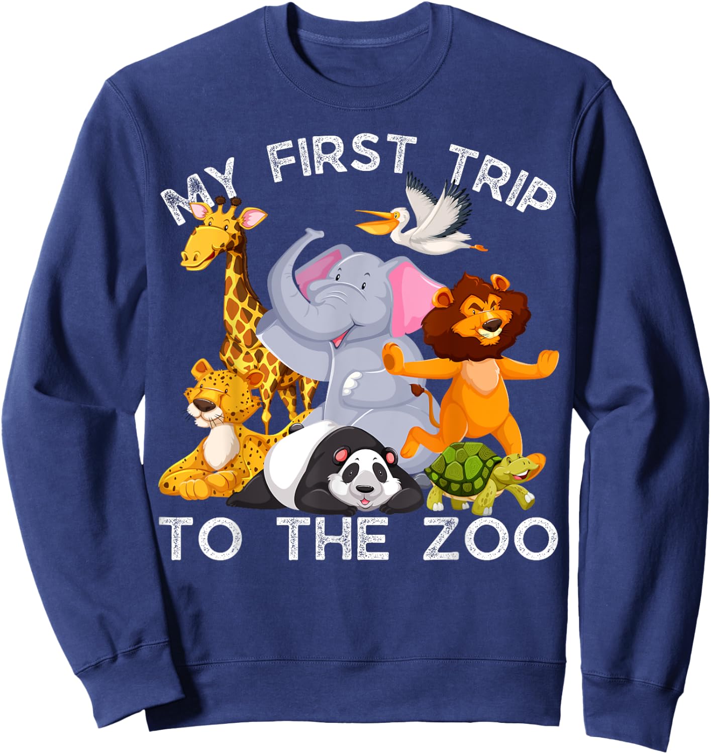 My First Trip Wild and Zoo Safari Jungle Birthday Party Sweatshirt - Sweatshirt | Navy