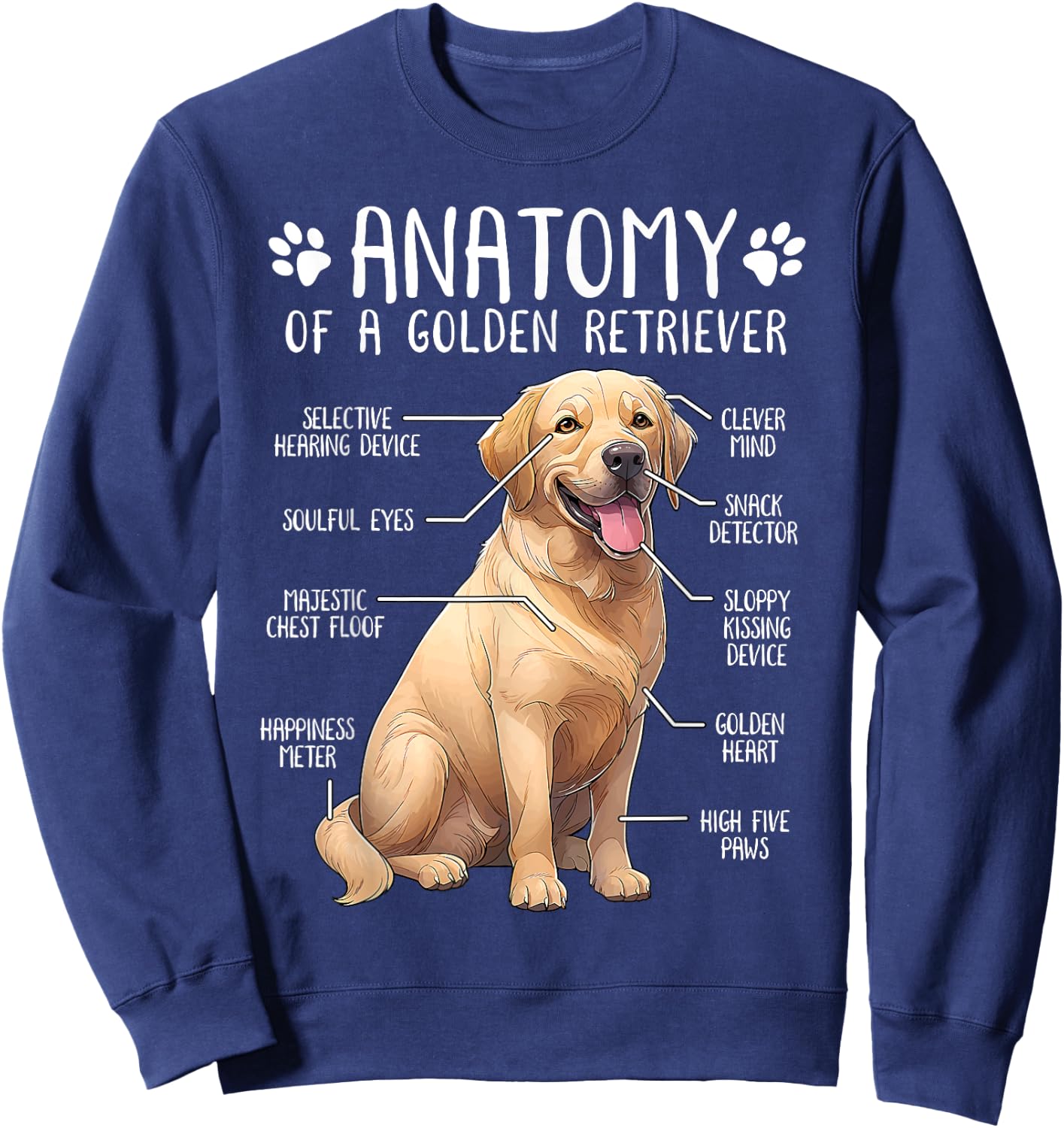 Funny Golden Retriever Anatomy Dog Lover Owner Women Girls Kids Sweatshirt - Sweatshirt | Navy
