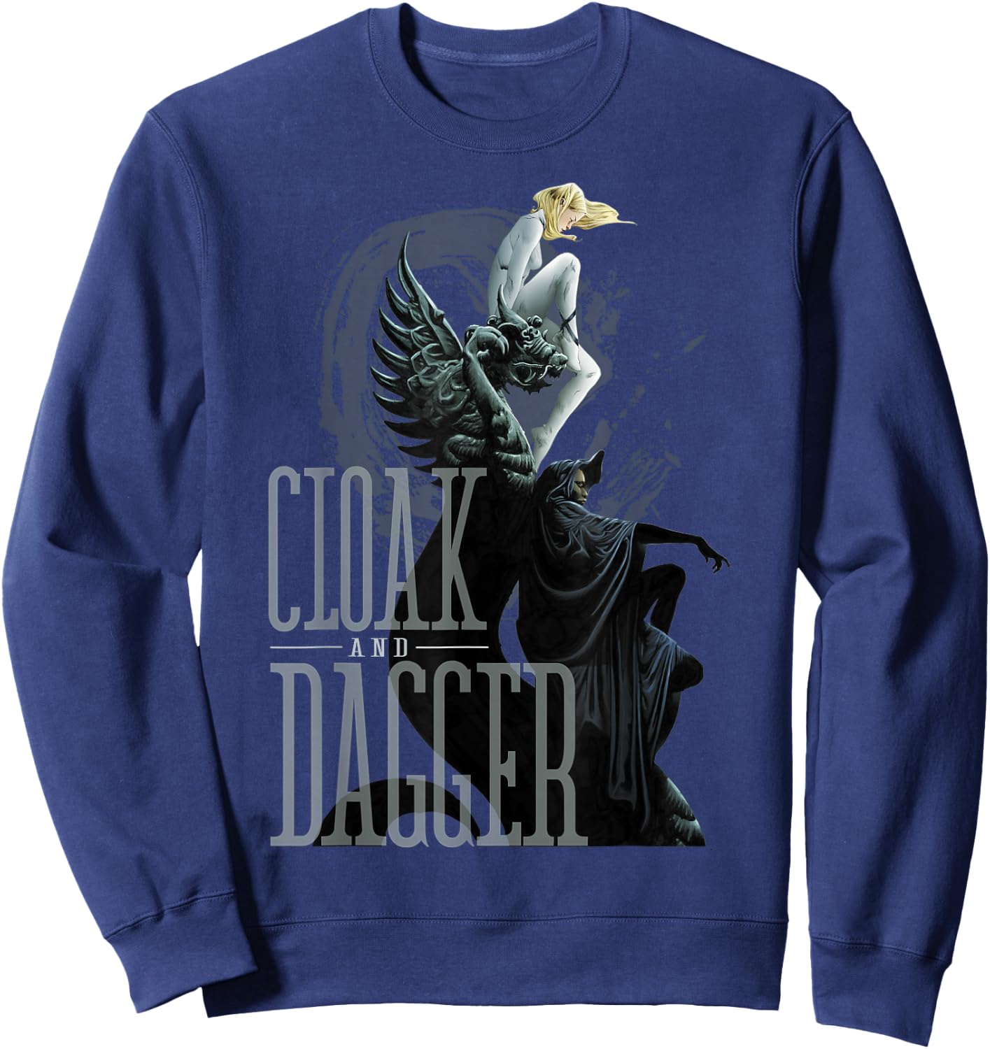 Marvel Cloak & Dagger Dragon Statue Graphic Sweatshirt - Sweatshirt | Navy