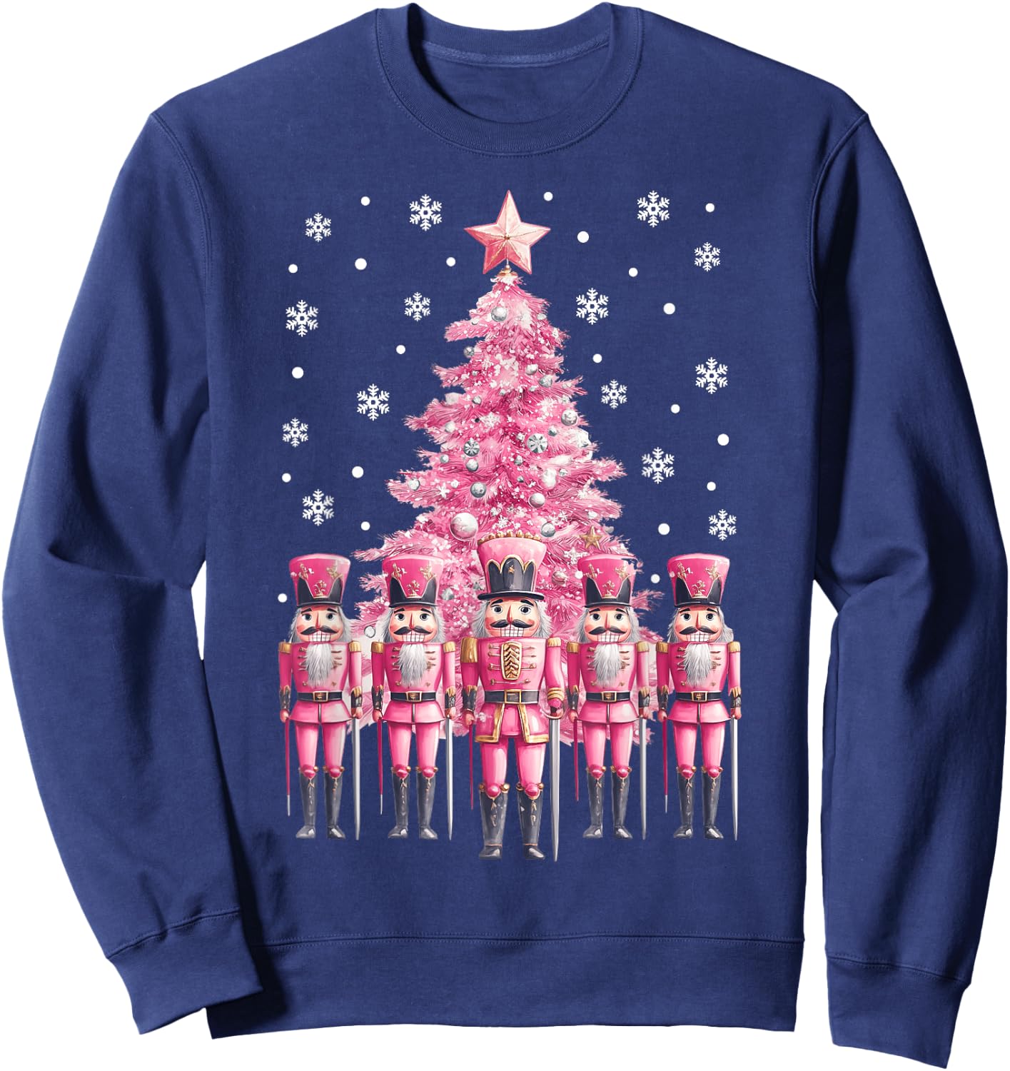Pink Christmas Nutcracker Christmas Tree Christmas 2024 Sweatshirt - Sweatshirt | Navy
