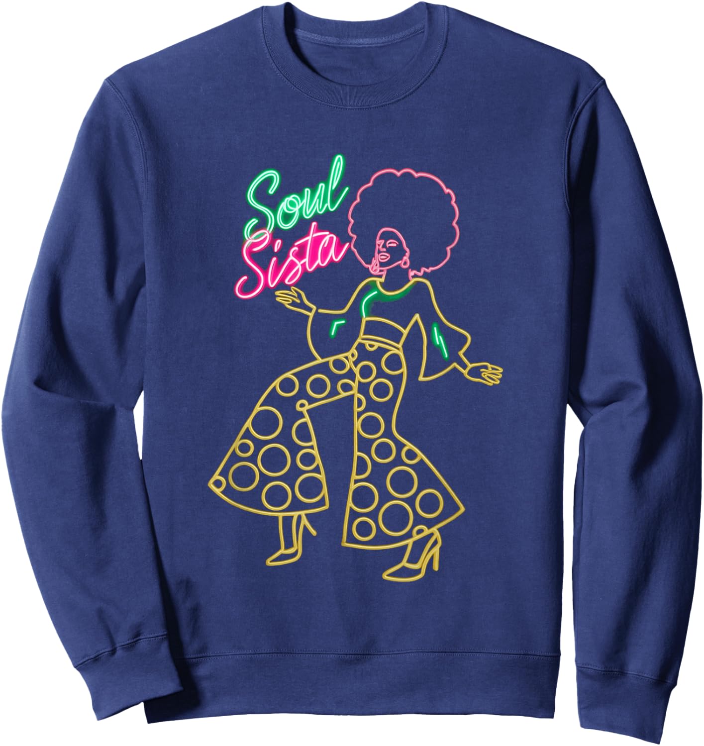 Soul Sista Afro 70s Soul Music Retro Disco Black Funk Lovers Sweatshirt - Sweatshirt | Navy